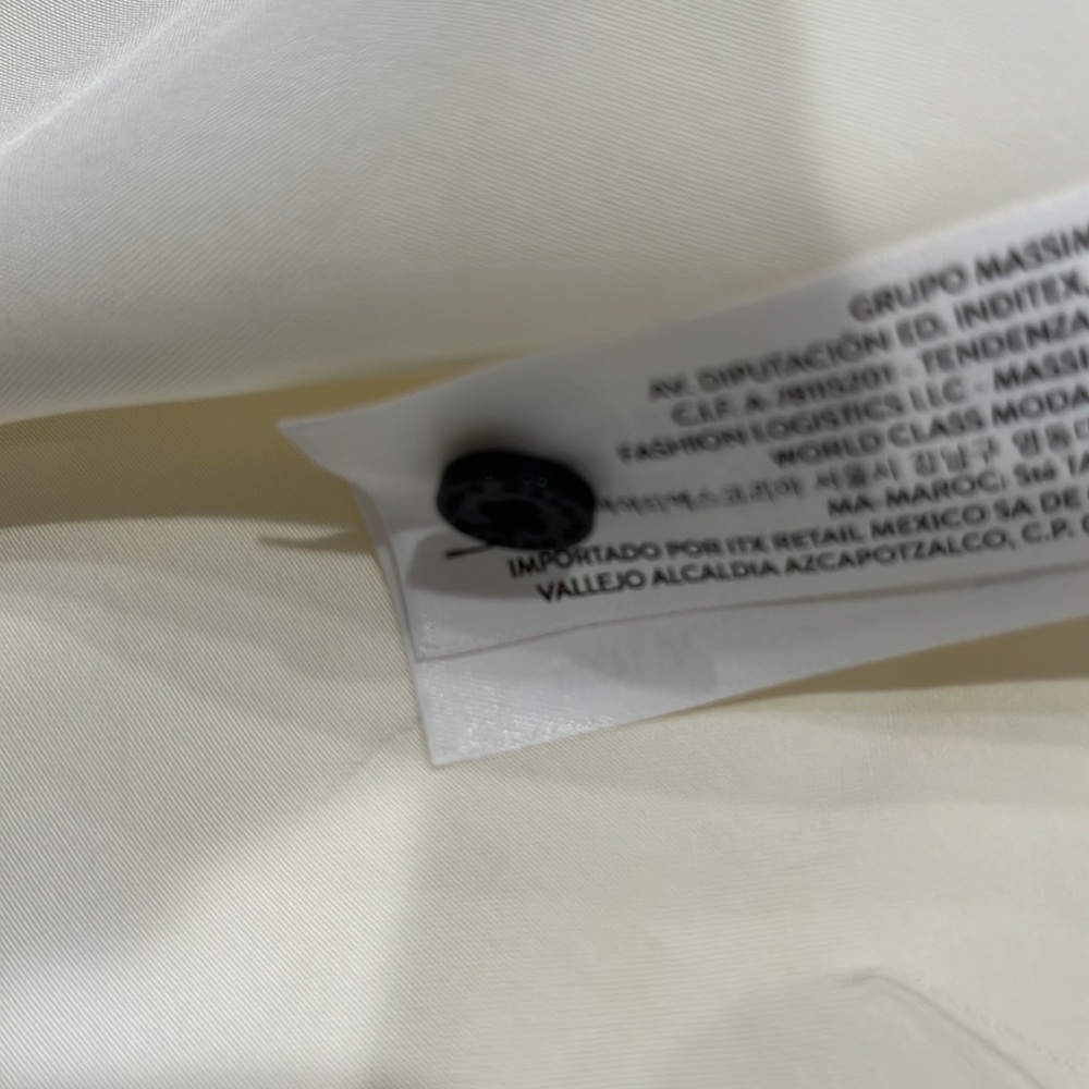 Massimo Dutti Studio tuxedo style silky oversized button up dress cream/black M - Picture 12 of 14